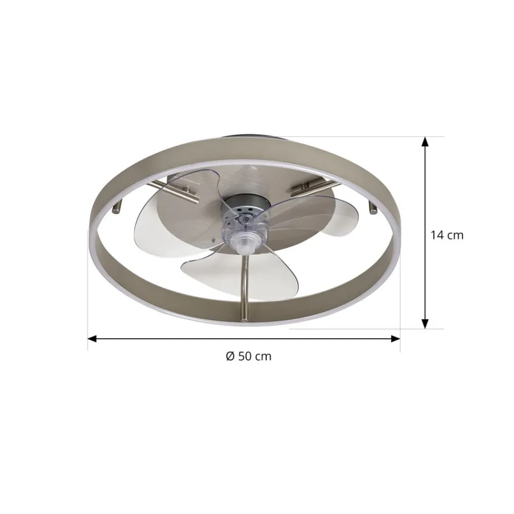 LED-loftventilator Momitu, sølv, lydsvag, Ø 50 cm^Lindby Best