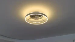 LED-loftventilator Momitu, sølv, lydsvag, Ø 50 cm^Lindby Best