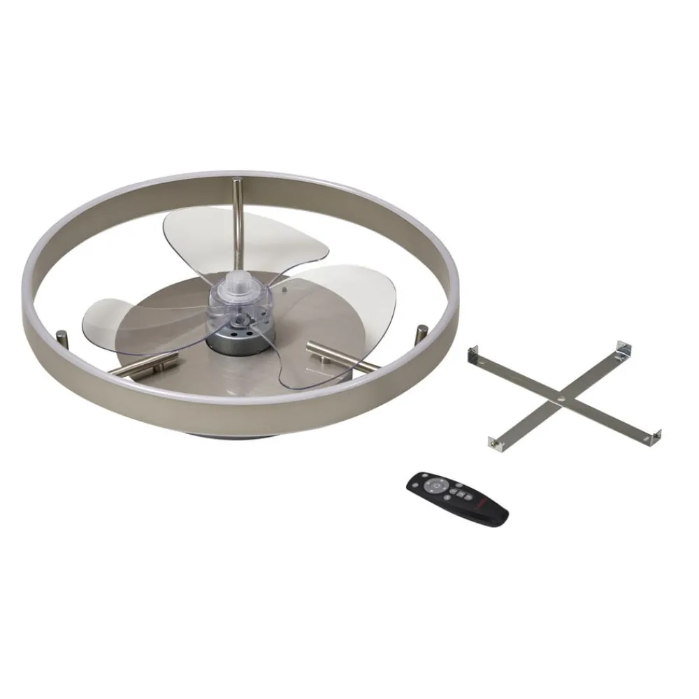 LED-loftventilator Momitu, sølv, lydsvag, Ø 50 cm^Lindby Best