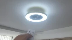 Lindby LED-loftventilator Teleo, messing, DC, støjsvag, Tuya