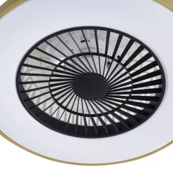 Lindby LED-loftventilator Teleo, messing, DC, støjsvag, Tuya