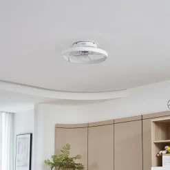 Lindby Loftventilatorer>LED-loftventilator Momitu, hvid, aluminium, Ø 50 cm