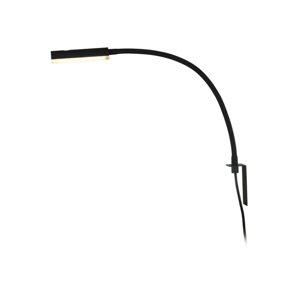 Lindby LED-læselampe Flexola, sort, kantet, stik