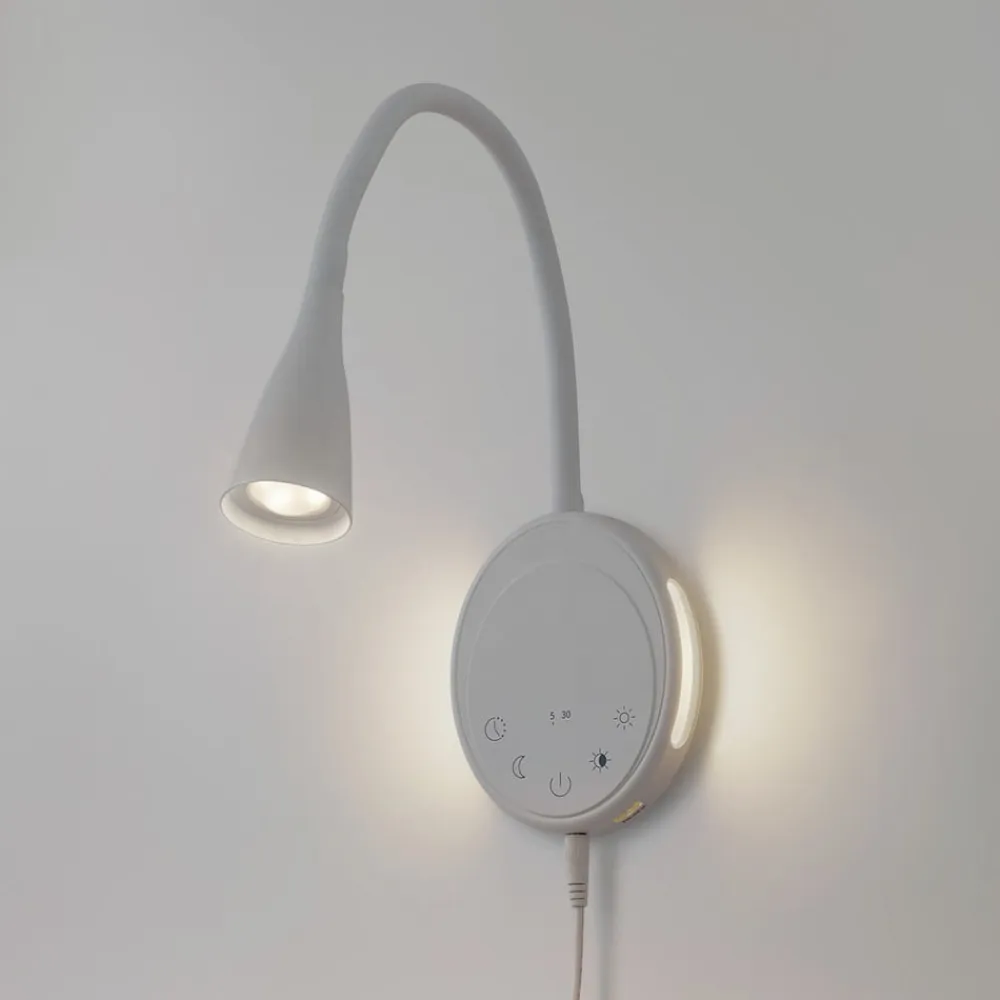 Lindby Væglamper|Væglamper>LED-læselampe Zayna, hvid, CCT, USB, dæmpbar, timer