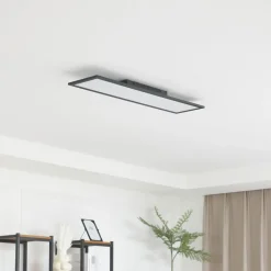 Lindby Arbejdsrum/Kontor|Gang>LED-panel Enhife, sort, 80 x 20 cm, metal, 4.000K