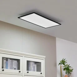 Lindby Arbejdsrum/Kontor>LED-panel Lamin, sort, 80 cm, CCT, dæmpbar, fjernbetjening