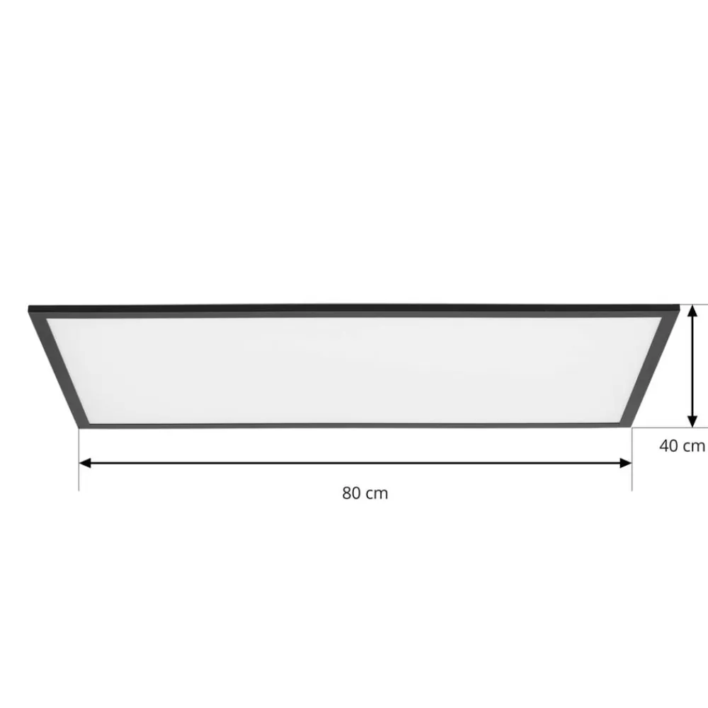 Lindby Arbejdsrum/Kontor>LED-panel Lamin, sort, 80 cm, CCT, dæmpbar, fjernbetjening