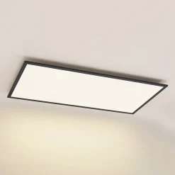Lindby LED-panel Nelios, 120 x 60 cm, 4000K, sort, metal