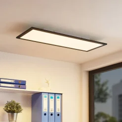 Lindby Arbejdsrum/Kontor|Gang>LED-panel Nelios, 80 x 30 cm, 4.000K, sort, metal