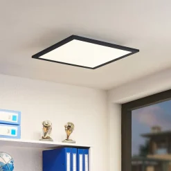 Lindby LED-panel Nelios, 40 x 40 cm, 4.000K, sort, metal