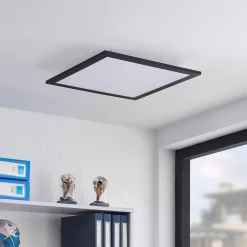 Lindby LED-panel Nelios, 40 x 40 cm, 4.000K, sort, metal