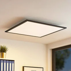 Lindby Arbejdsrum/Kontor|Loftlamper>LED-panel Nelios, 62 x 62 cm, CCT, sort, metal