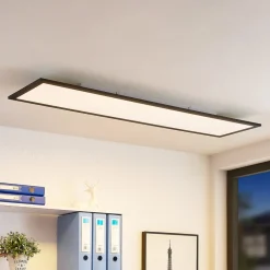 Lindby LED-panel Nelios, 120 x 30 cm, CCT, sort, metal