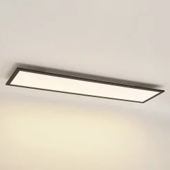 Lindby LED-panel Nelios, 120 x 30 cm, CCT, sort, metal