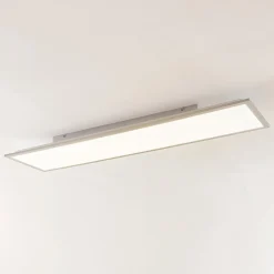 Lindby Arbejdsrum/Kontor|Gang>LED-panel Stenley, 4.000 K, 120 cm x 30 cm, sølv/hvid