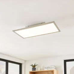 Lindby LED-panel Stenley, 4.000 K, 60 cm x 30 cm, sølv/hvid