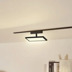 Lindby LED-panel 48V Lumaro, sort, aluminium, længde 20 cm, dæmpbar