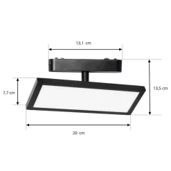 Lindby LED-panel 48V Lumaro, sort, aluminium, længde 20 cm, dæmpbar