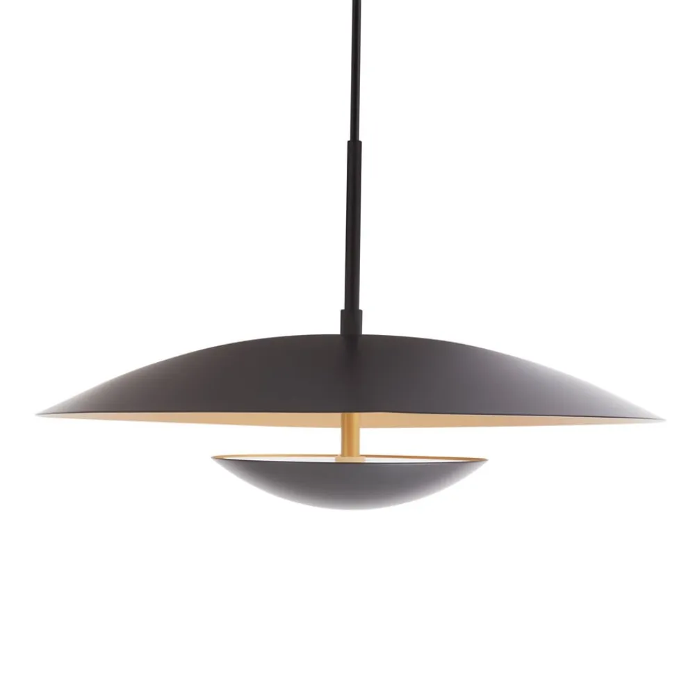 Lindby LED-pendel Tiama, metal, sort/guld, Ø 40 cm