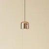 Lindby LED-pendellampe Lumaro, guld, Ø 8 cm, aluminium, 48V, dæmpbar