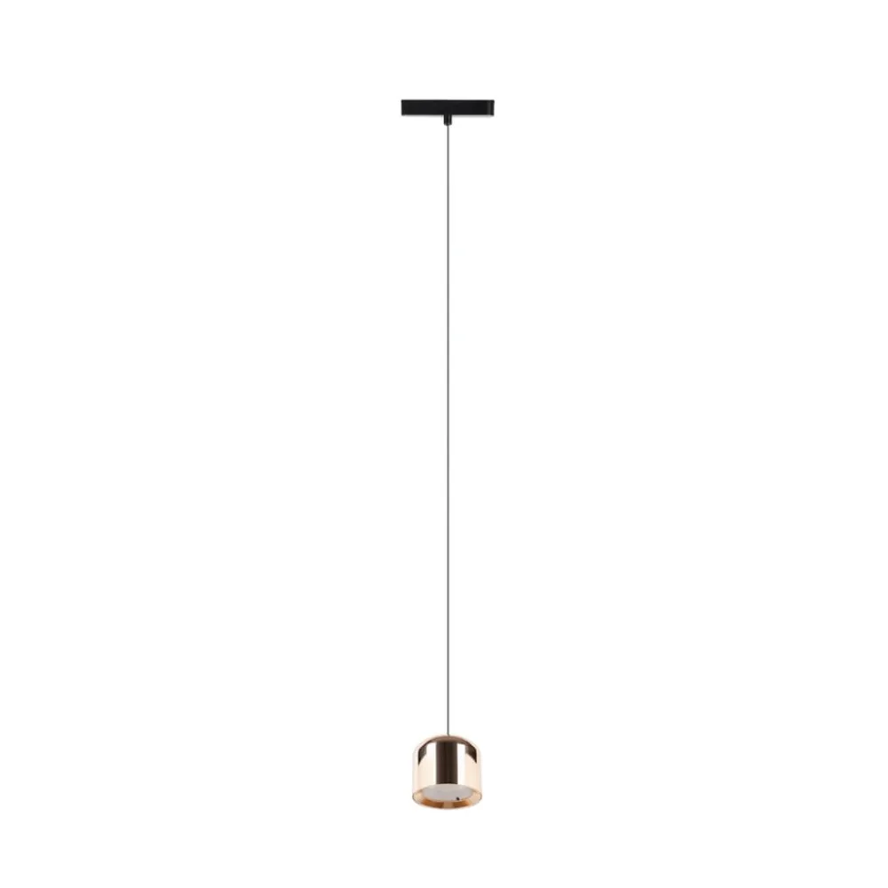 Lindby LED-pendellampe Lumaro, guld, Ø 8 cm, aluminium, 48V, dæmpbar
