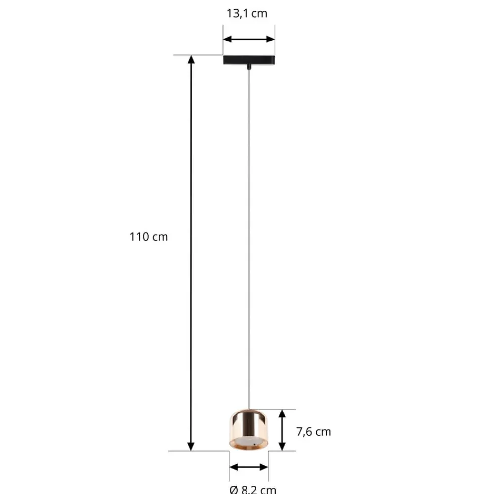 Lindby LED-pendellampe Lumaro, guld, Ø 8 cm, aluminium, 48V, dæmpbar