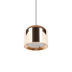 Lindby LED-pendellampe Lumaro, guld, Ø 8 cm, aluminium, 48V, dæmpbar