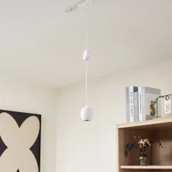 Lindby LED-pendellampe Lumaro, hvid, Ø 6,2 cm, 48V, dæmpbar