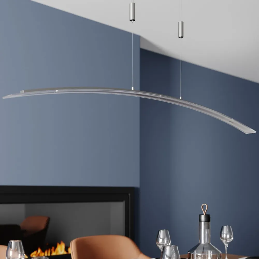 Lindby LED-pendellampe Manon, højdejusterbar, grå, metal