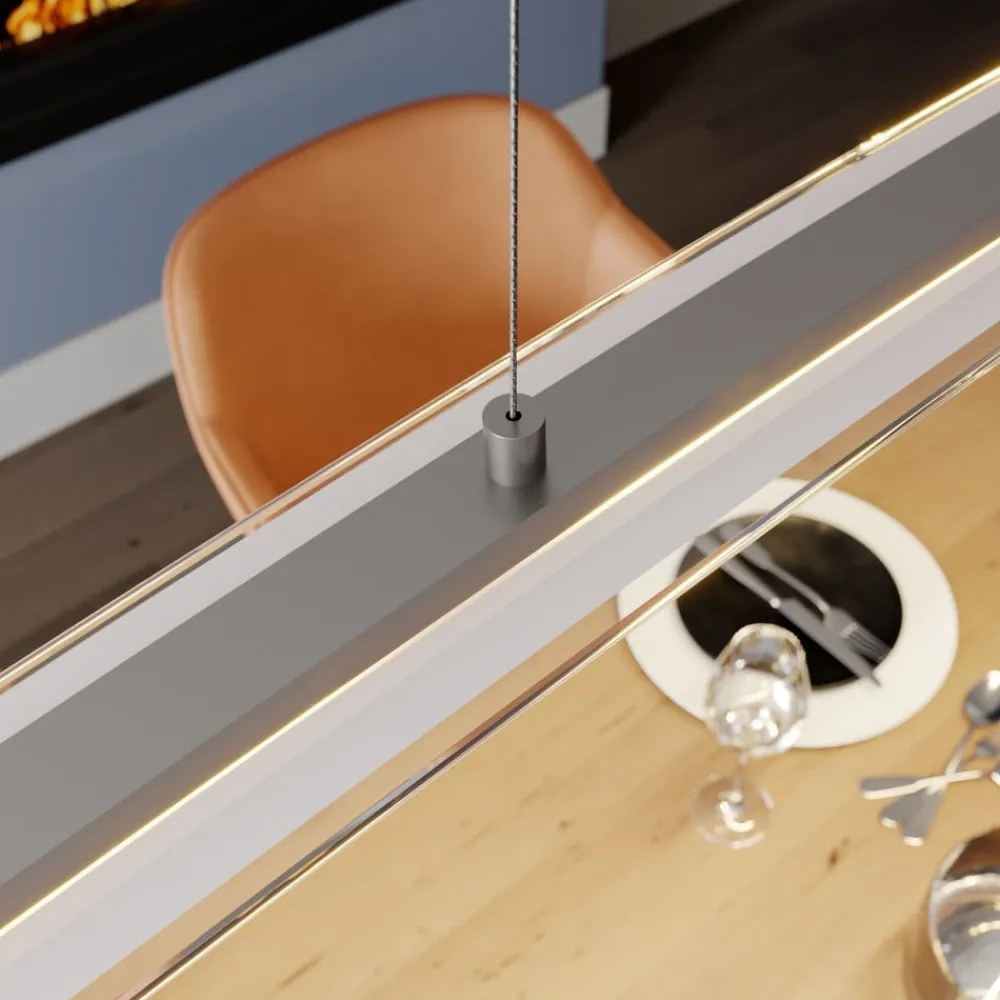 Lindby LED-pendellampe Manon, højdejusterbar, grå, metal