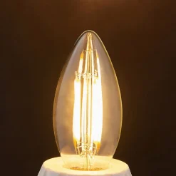 Lindby Filament Pære|Led Pærer>LED-pære, stearinlys, E14, 4W, klar, 2700K
