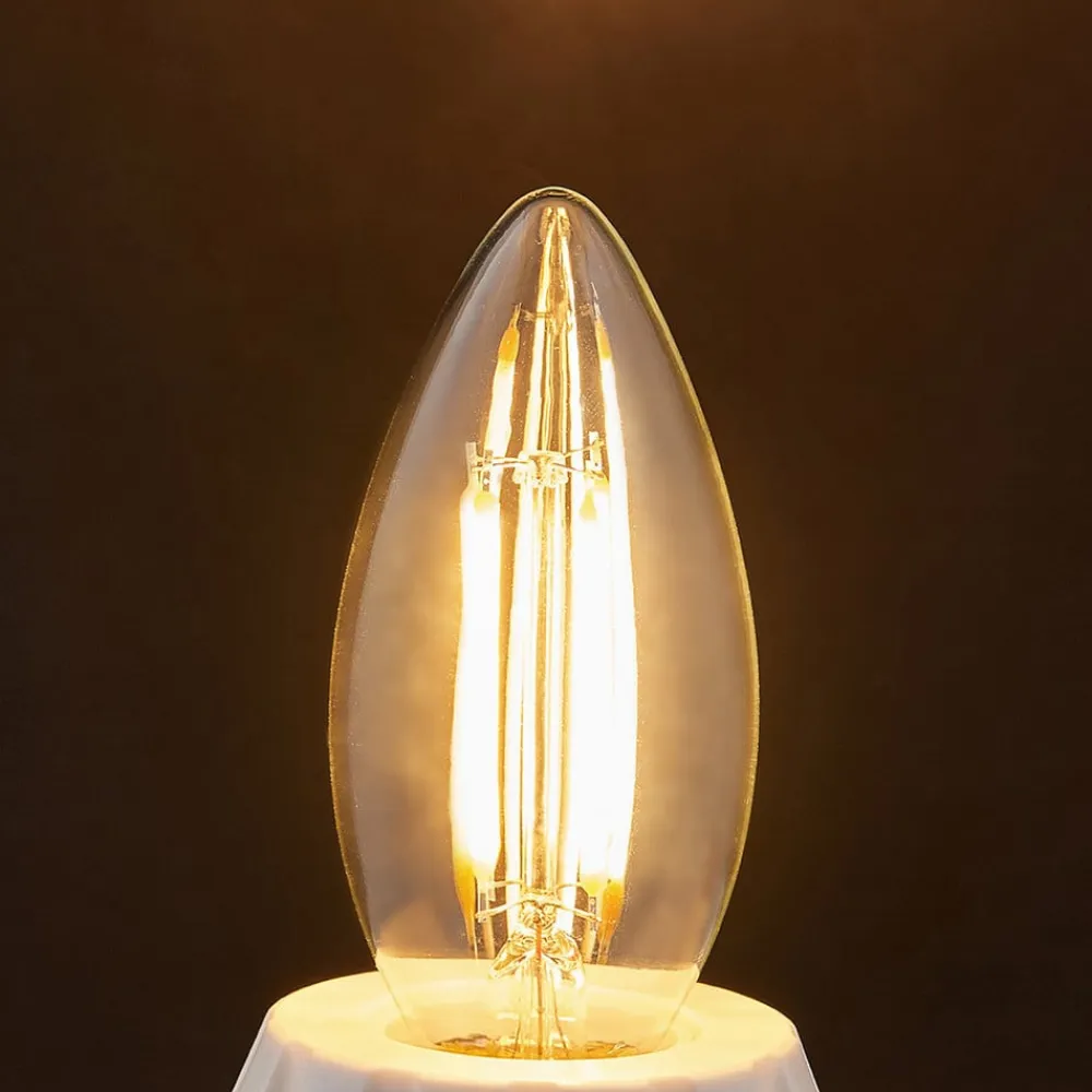 Lindby Filament Pære|Led Pærer>LED-pære, stearinlys, E14, 4W, klar, 2700K