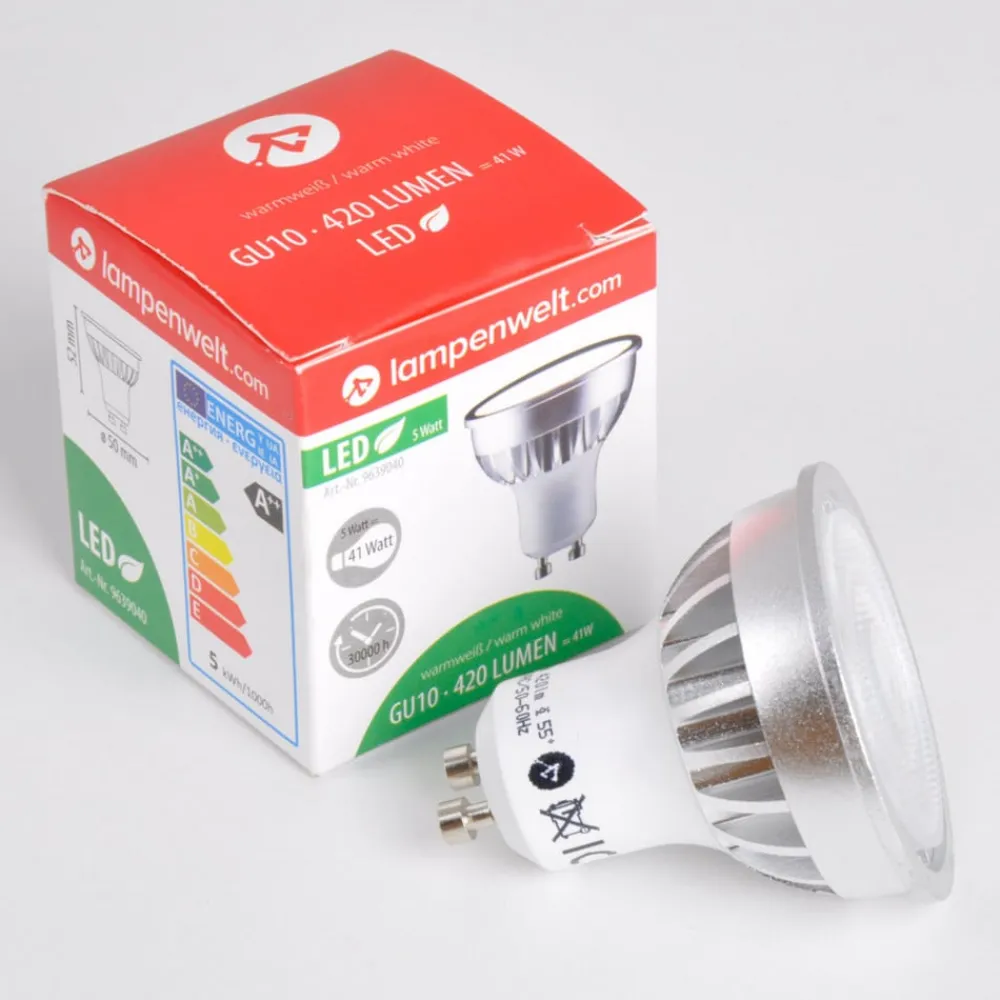 Lindby Led Pærer>LED-reflektor GU10 5 W klar 3.000 K 55° sæt med 10 stk