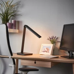 LED-skrivebordslampe Kuno, sort, USB, touchdæmper^Lindby Sale