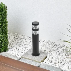 Lindby Terrassebelysning|Sokkellamper>LED-sokkellampe Lanea, 40 cm, sort, stål, IP44