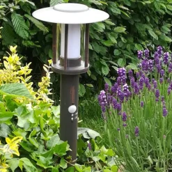 Lindby LED-sokkellampe Pavlos, 55 cm, rustfarvet, sensor