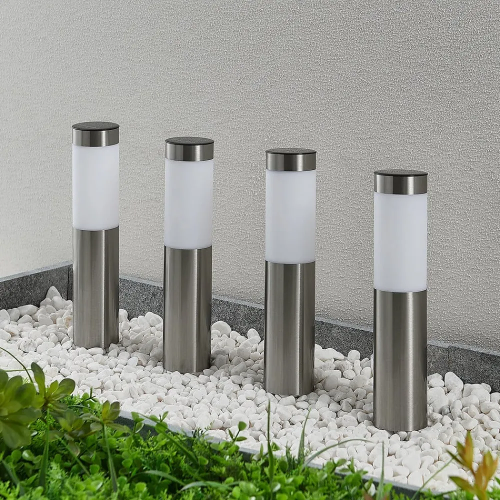 Lindby Solcellelamper|Sokkellamper>LED-sokkellampe, sæt med 4, jordspyd, 31 cm, IP44