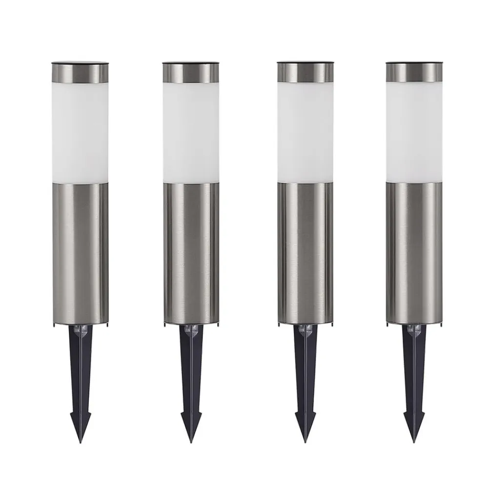 Lindby Solcellelamper|Sokkellamper>LED-sokkellampe, sæt med 4, jordspyd, 31 cm, IP44