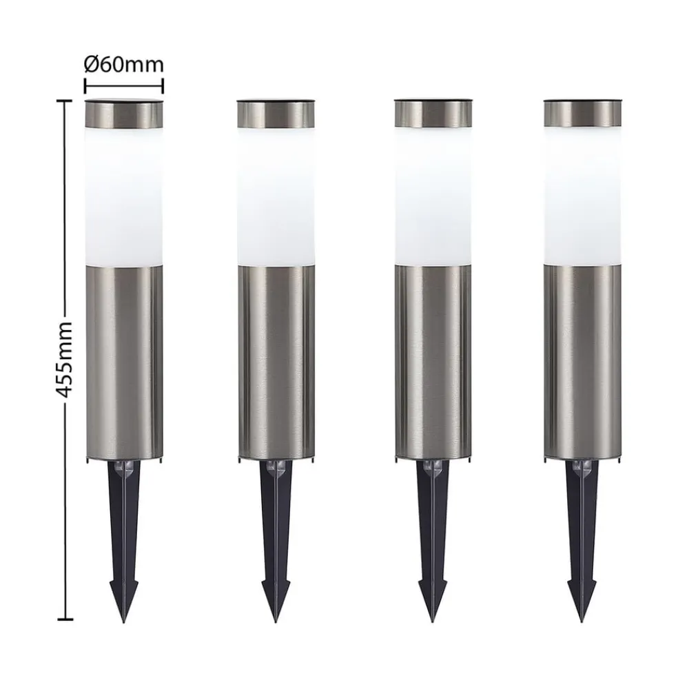 Lindby Solcellelamper|Sokkellamper>LED-sokkellampe, sæt med 4, jordspyd, 31 cm, IP44