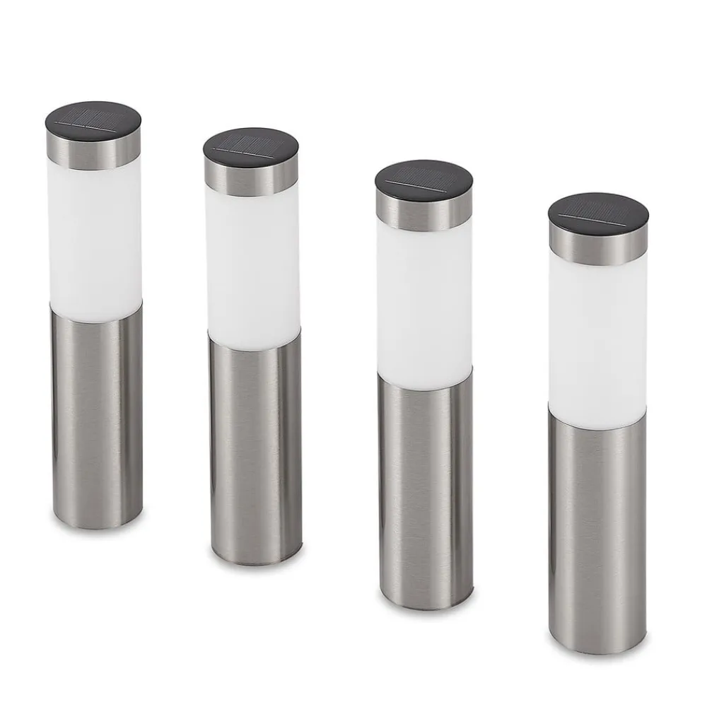 Lindby Solcellelamper|Sokkellamper>LED-sokkellampe, sæt med 4, jordspyd, 31 cm, IP44