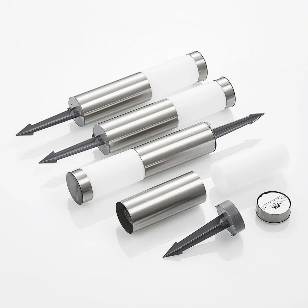 Lindby Solcellelamper|Sokkellamper>LED-sokkellampe, sæt med 4, jordspyd, 31 cm, IP44