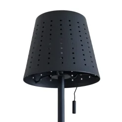 Lindby LED-solcellebordlampe Hilario, sort, jern, genopladeligt batteri