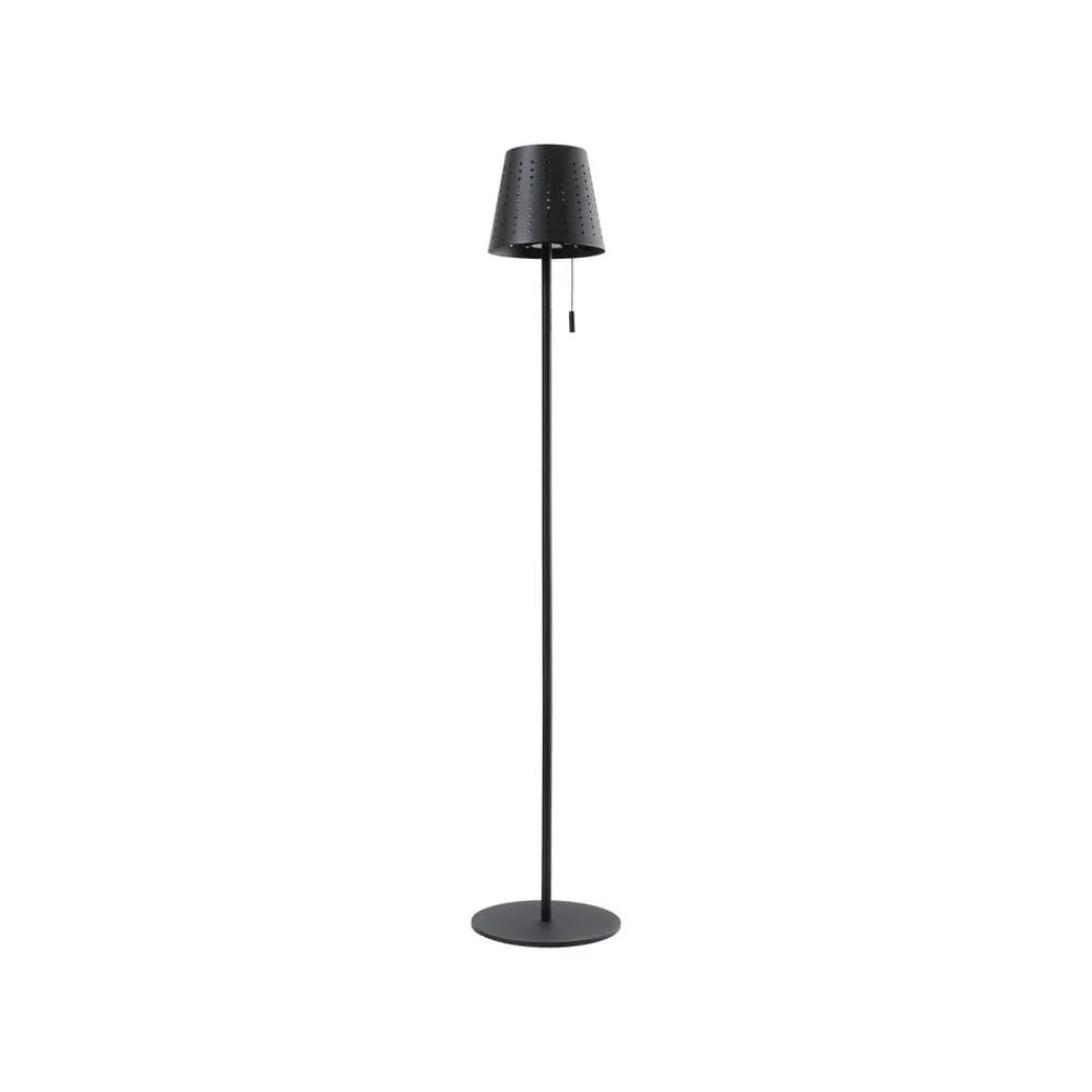 LED-solcellegulvlampe Hilario, sort, jern, genopladeligt batteri^Lindby Discount