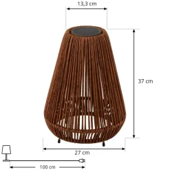 LED-solcellelampe Amaria, rattan, mørk, Ø 27 cm^Lindby Sale
