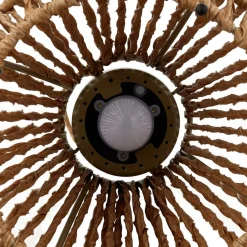 Lindby LED-solcellelampe Amaria, rattan, lys, Ø 27 cm