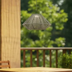 Lindby Udendørs Pendellamper|Solcellelamper>LED-solcellelampe Austas, grå, Ø 50 cm, USB, IP54