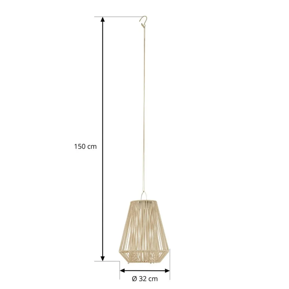 Lindby Udendørs Pendellamper|Solcellelamper>LED-solcellelampe Austas, beige, Ø 32 cm, USB, IP54