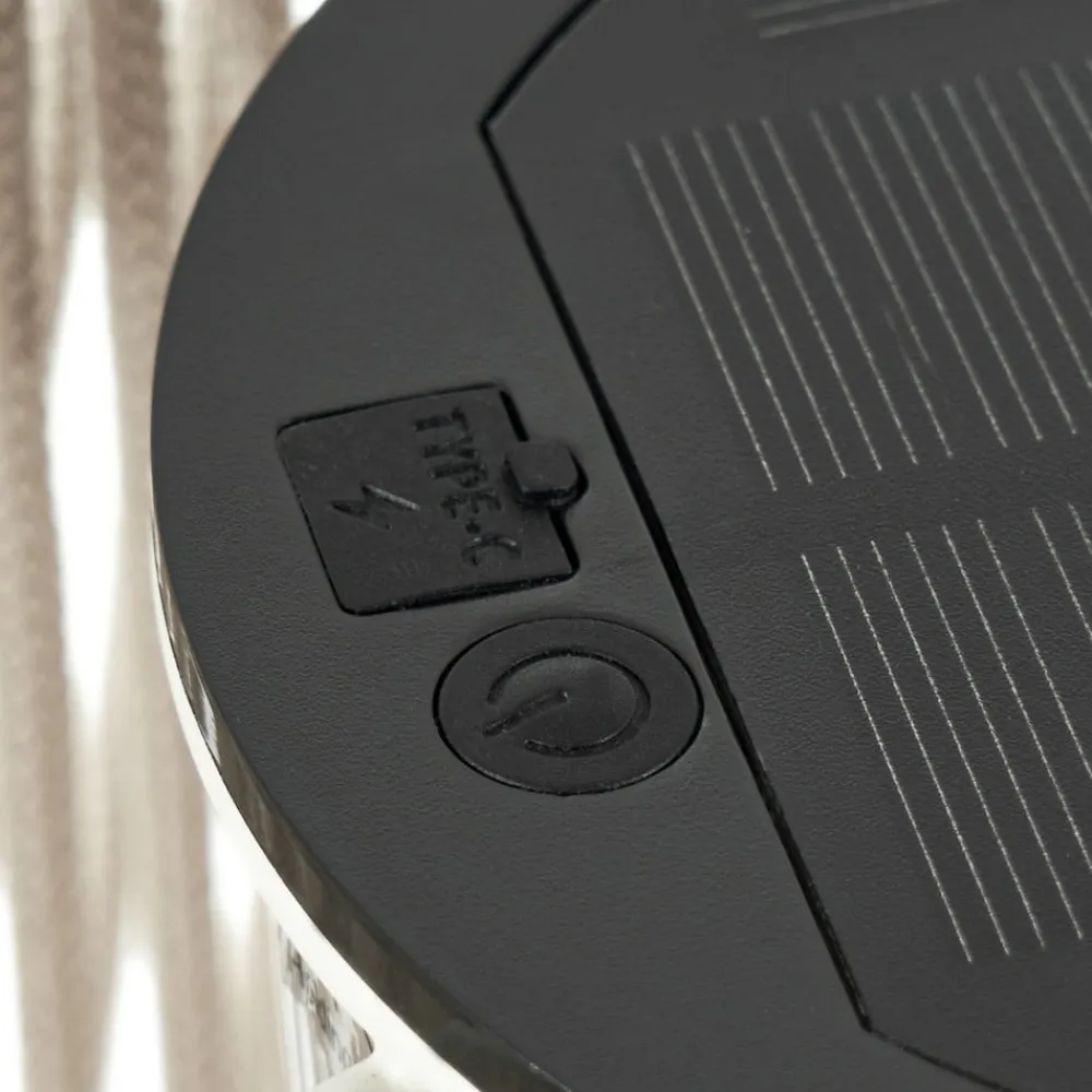 Lindby Udendørs Pendellamper|Solcellelamper>LED-solcellelampe Austas, beige, Ø 32 cm, USB, IP54