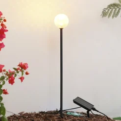 LED-solcellelampe Brindley, sort, glas, IP65^Lindby Sale