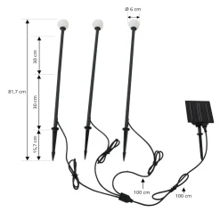 Lindby LED-solcellelampe Freydis, sæt med 3, sort, 2.000 K